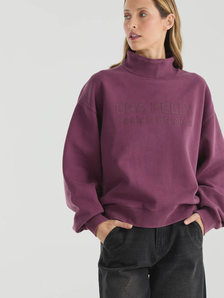ENA PELLY - GRACIE HIGH NECK SWEATER TIMELESS - Plum