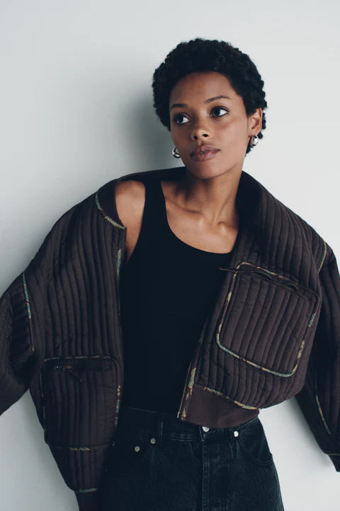 HANSEN & GRETEL JAI REVERSABLE QUILTED BOMBER Gilded Garden