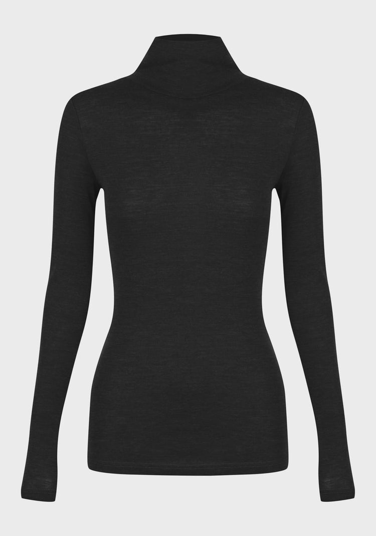MORRISON - MERINO HIGH NECK - Black