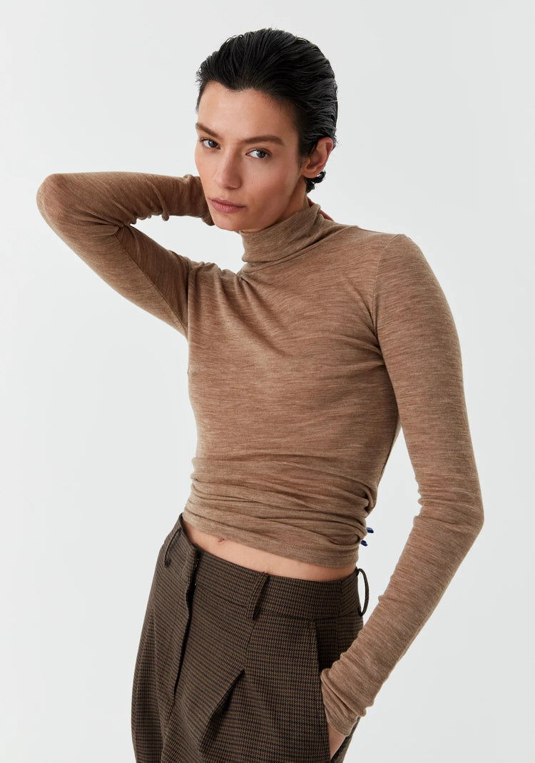 MORRISON - MERINO HIGH NECK - Coffee