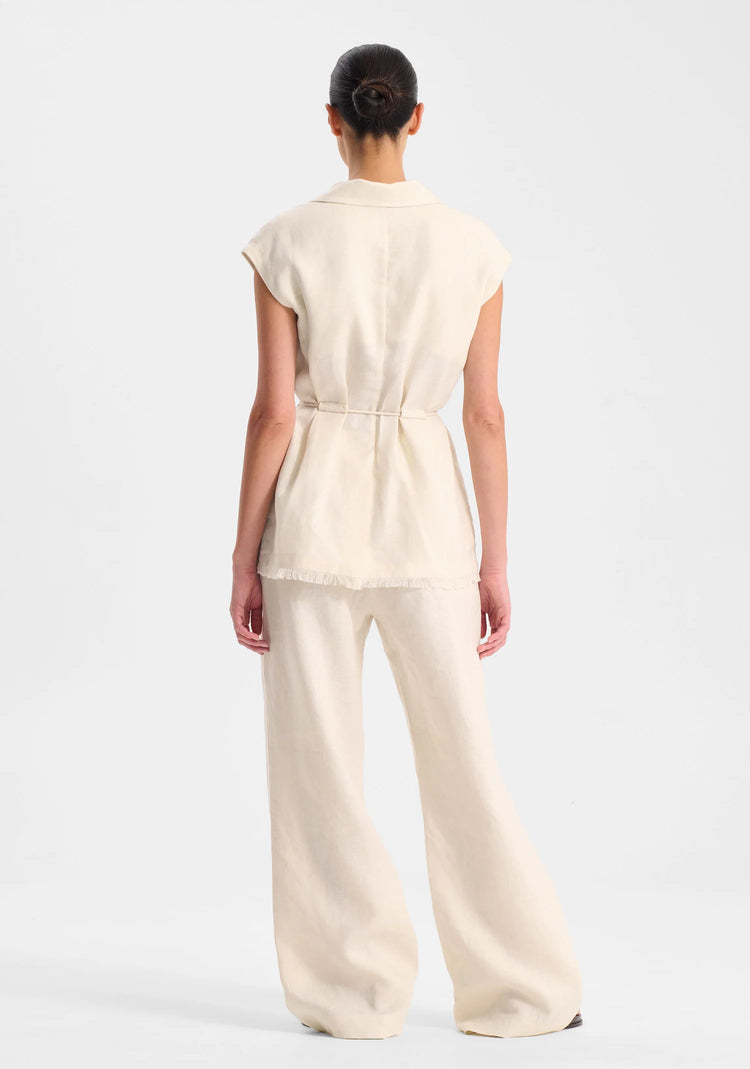 MORRISON - YASMIN LINEN VEST - Ecru