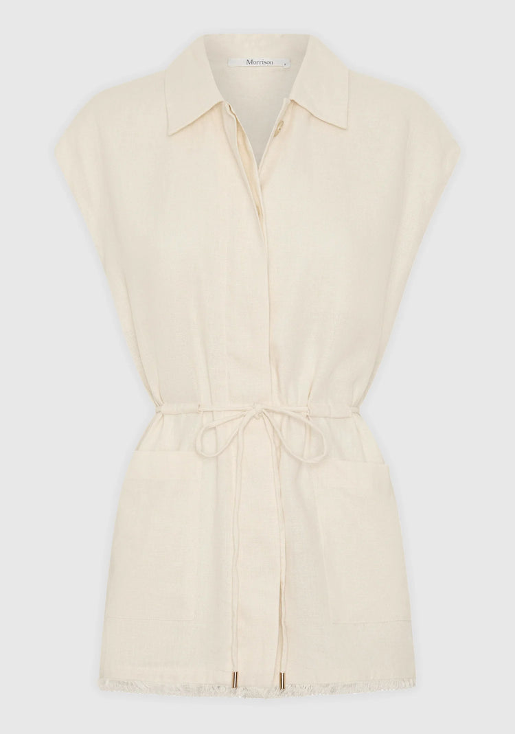 MORRISON - YASMIN LINEN VEST - Ecru