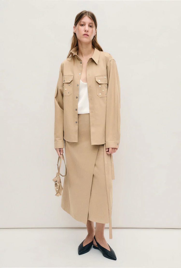 SILK LAUNDRY - PEARL WRAP SKIRT - Sand