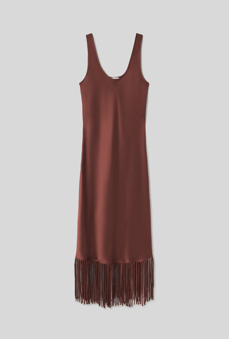 SILK LAUNDRY - FRINGE SCOOP NECK DRESS - Canyon