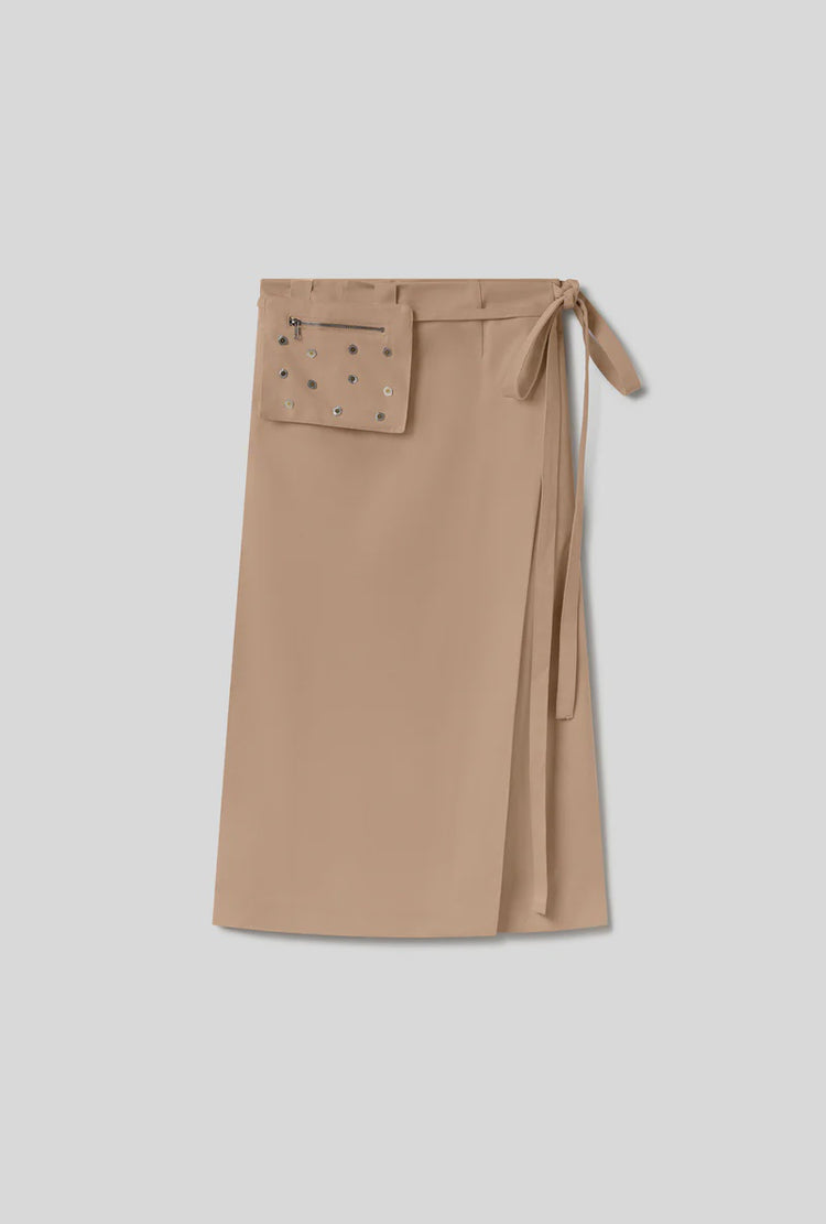 SILK LAUNDRY - PEARL WRAP SKIRT - Sand