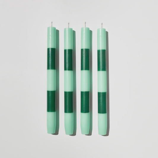 FAZEEK - Striped Candles - Jade & Green