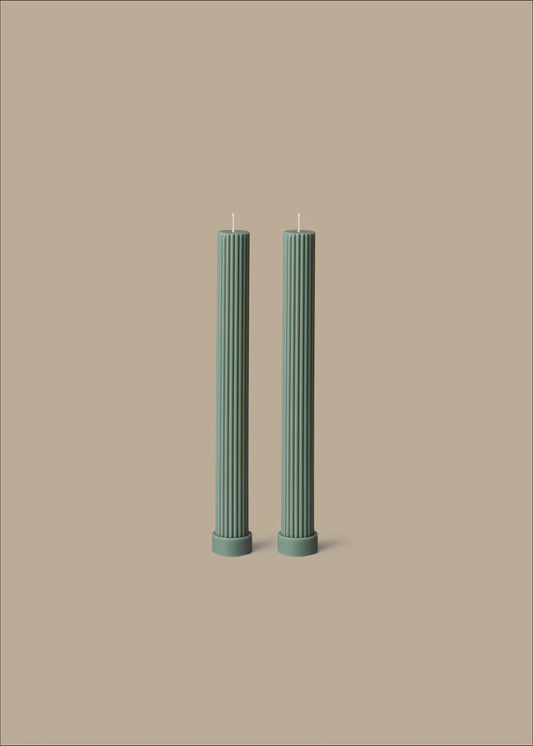 BLACK BLAZE Column Pillar Candle Duo EUCALYPTUS