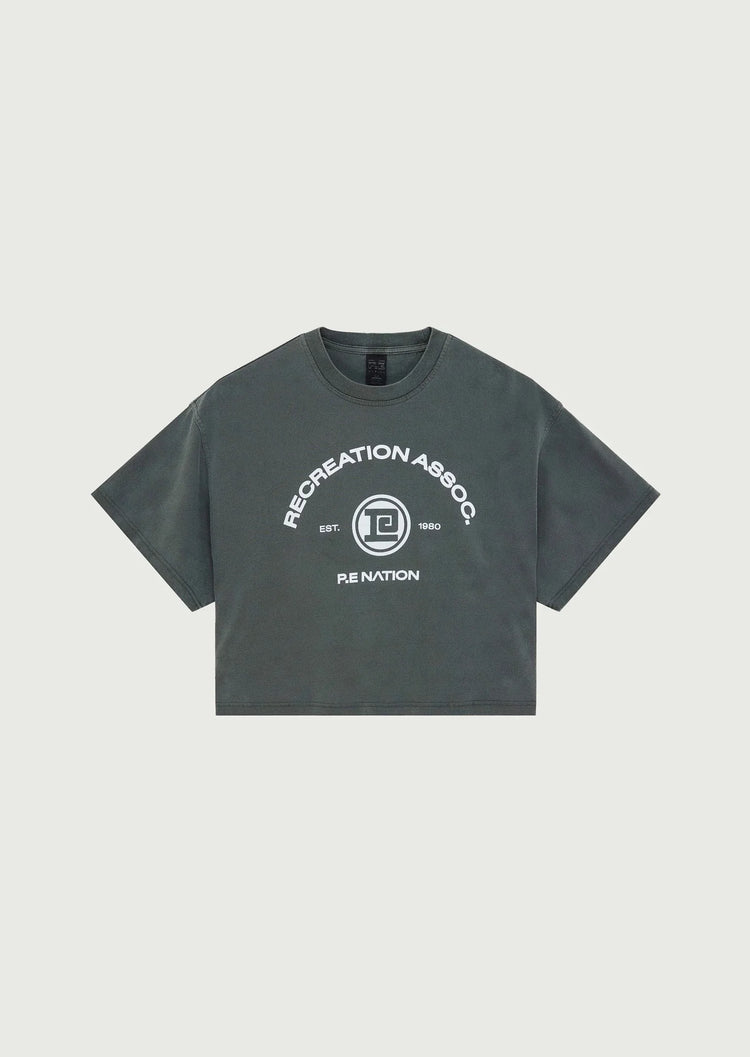 P.E NATION Throwback Boxy Short Sleeve Tee Washed Gunmental