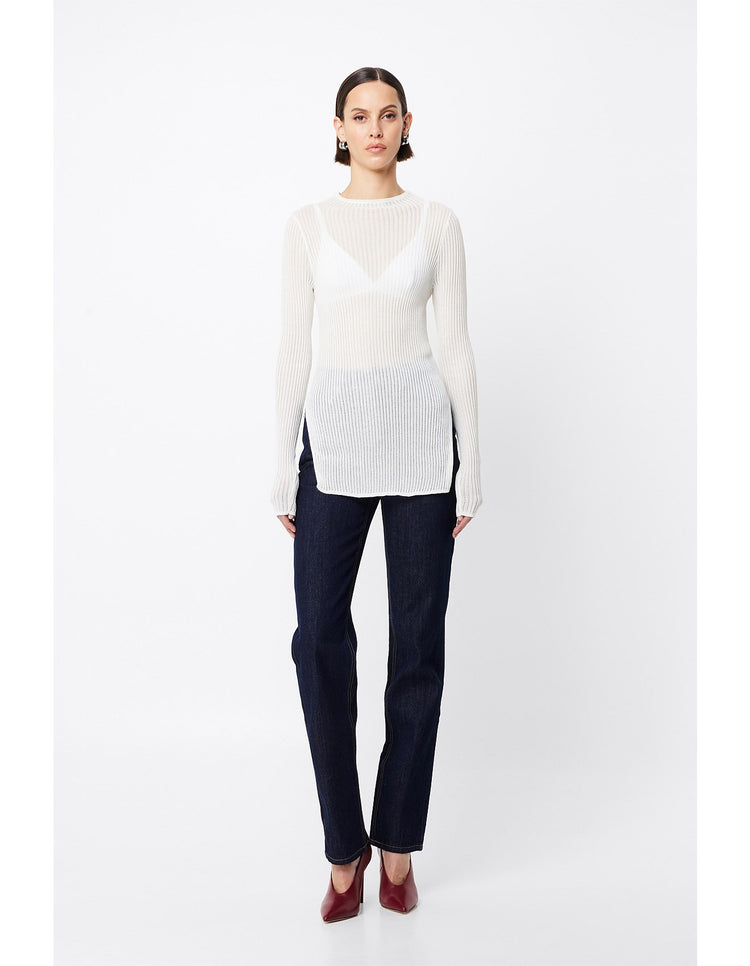 MOSSMAN - BRISTOL HIGH NECK TOP - White