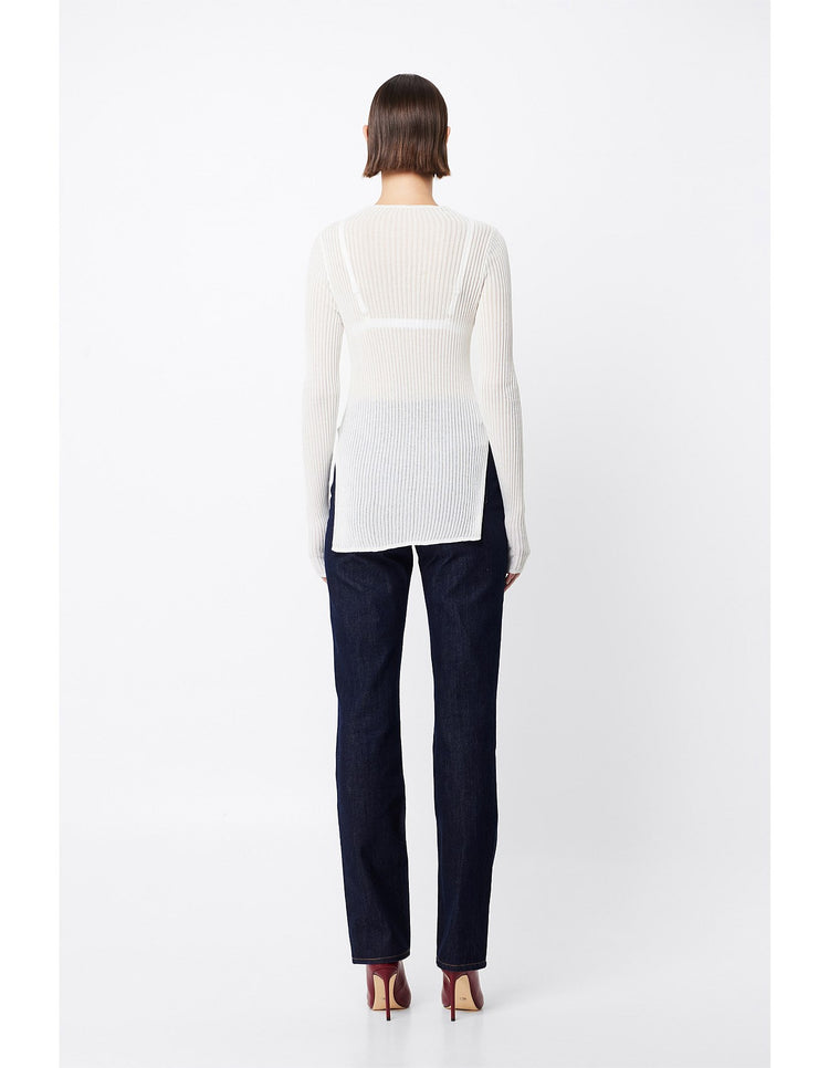 MOSSMAN - BRISTOL HIGH NECK TOP - White