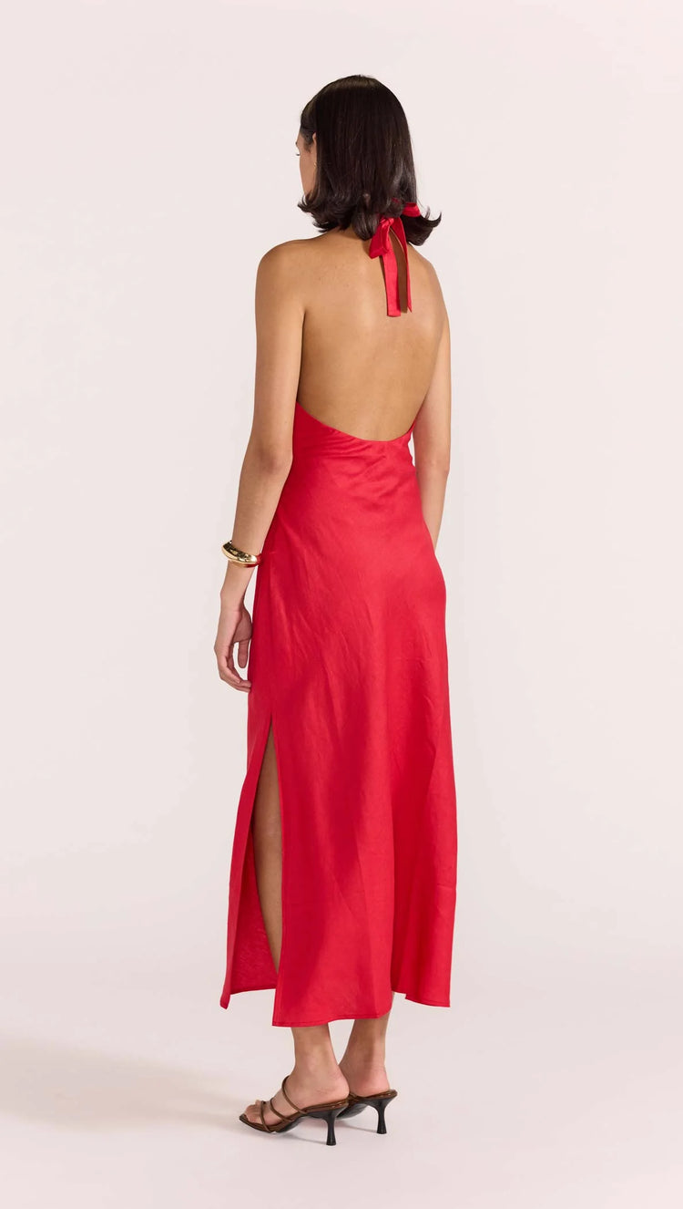 STAPLE THE LABEL AMANA HALTER BIAS DRESS Red