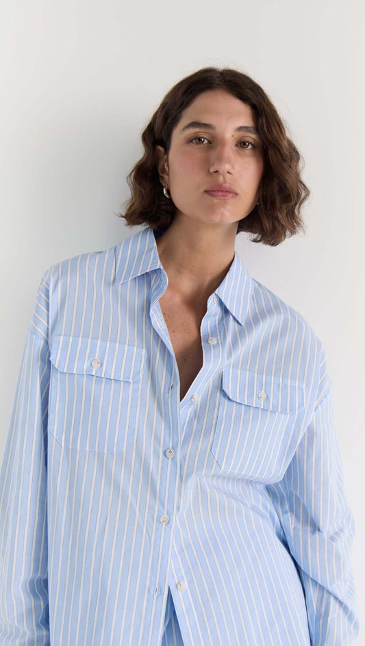 STAPLE THE LABEL - AYRA SHIRT - Blue/White-Stripe
