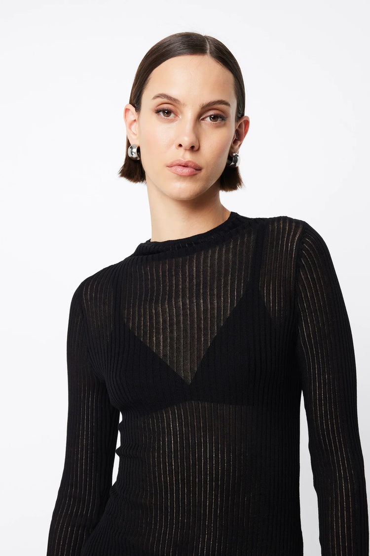 MOSSMAN - BRISTOL HIGH NECK TOP - Black