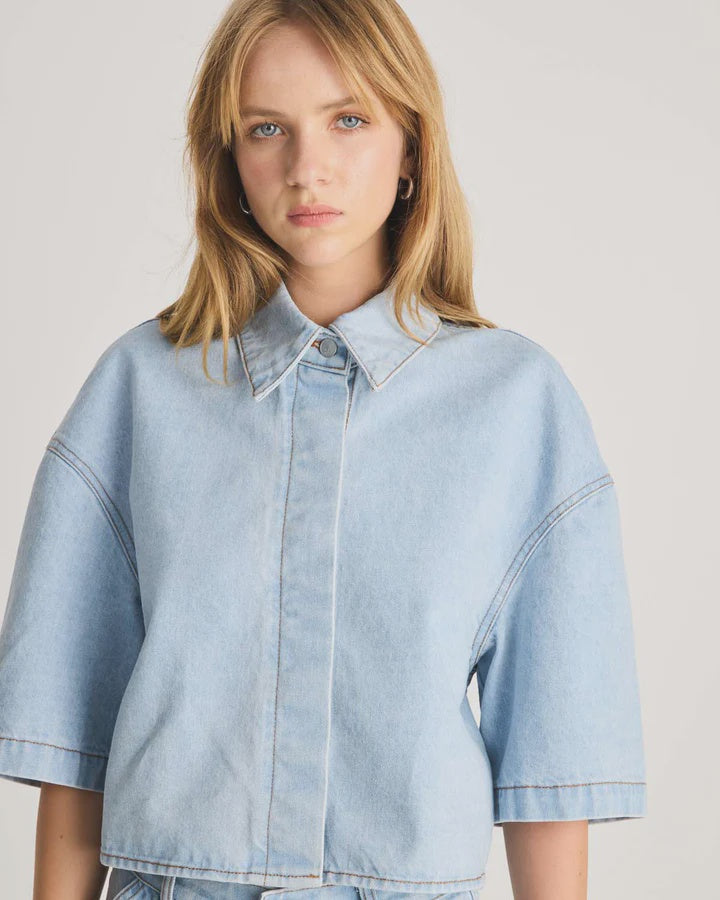 ROMY - DENIM SHIRT - Light blue