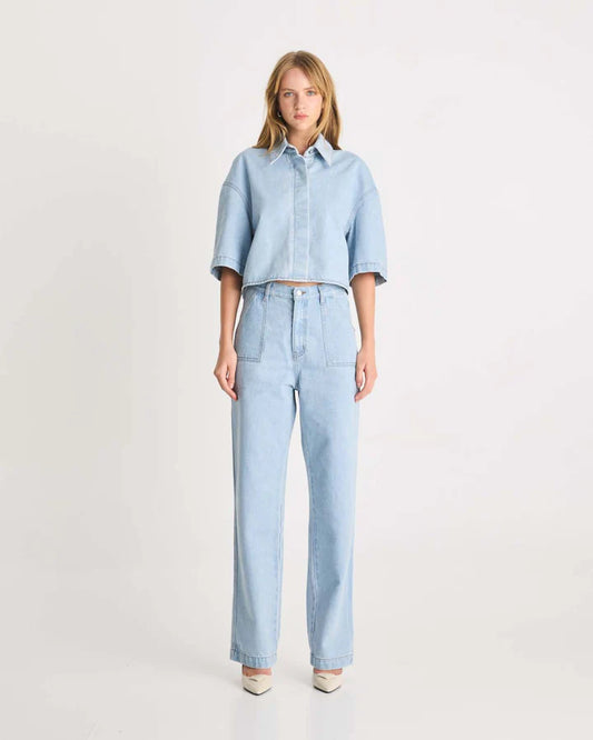 ROMY - DENIM SHIRT - Light blue