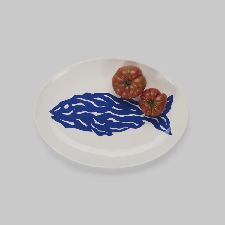 MAISON BALZAC - LE MEROU SERVING PLATTER - White/ Blue