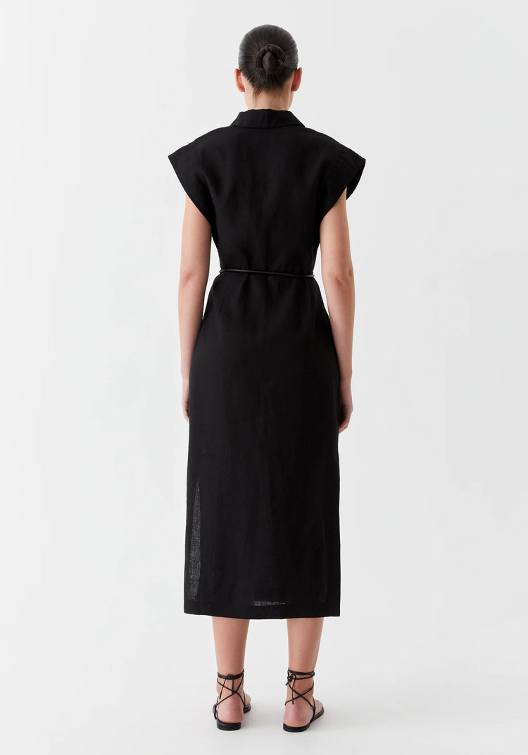 MORRISON - BELLE LINEN DRESS - Black