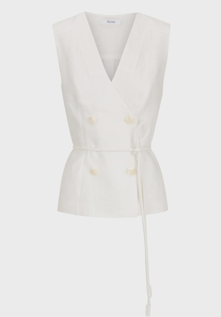 MORRISON - BELLE LINEN VEST - Ivory