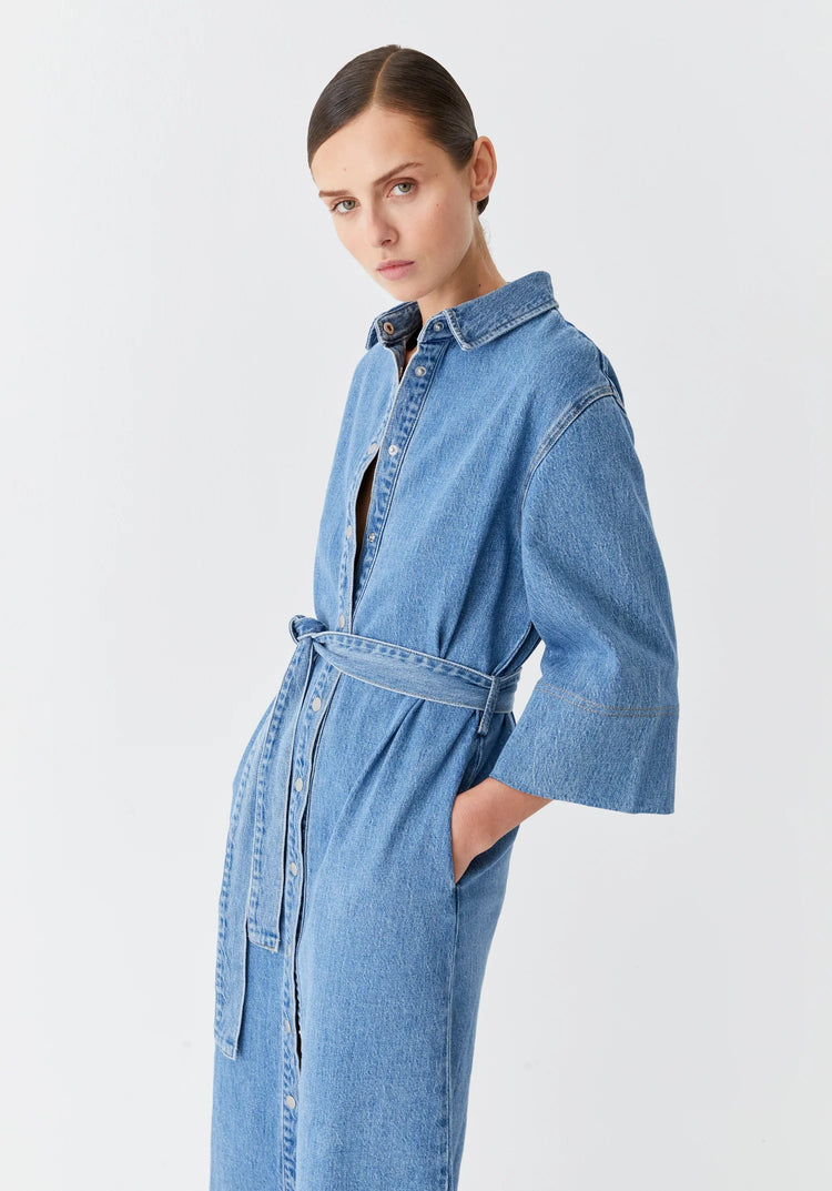 MORRISON - FYNN DENIM SHIRT DRESS - Blue