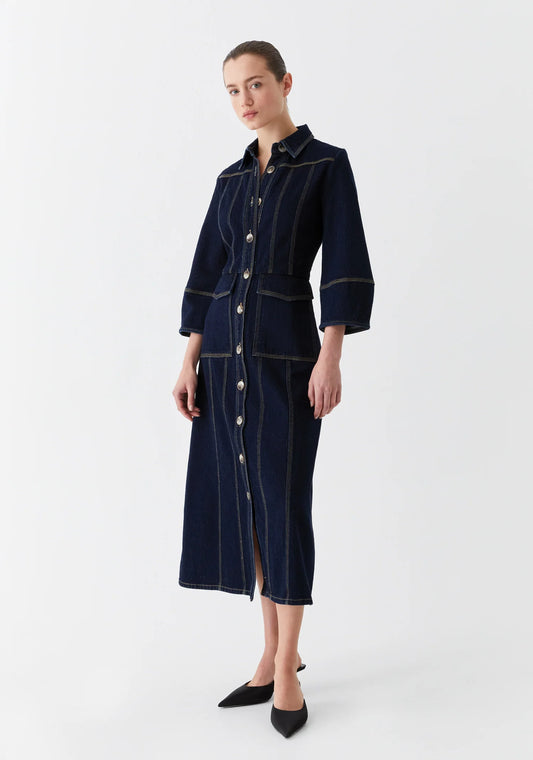 MORRISON - OSCAR DENIM DRESS - Dark Blue