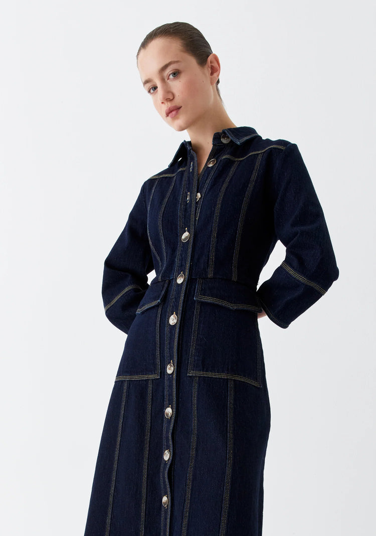 MORRISON - OSCAR DENIM DRESS - Dark Blue