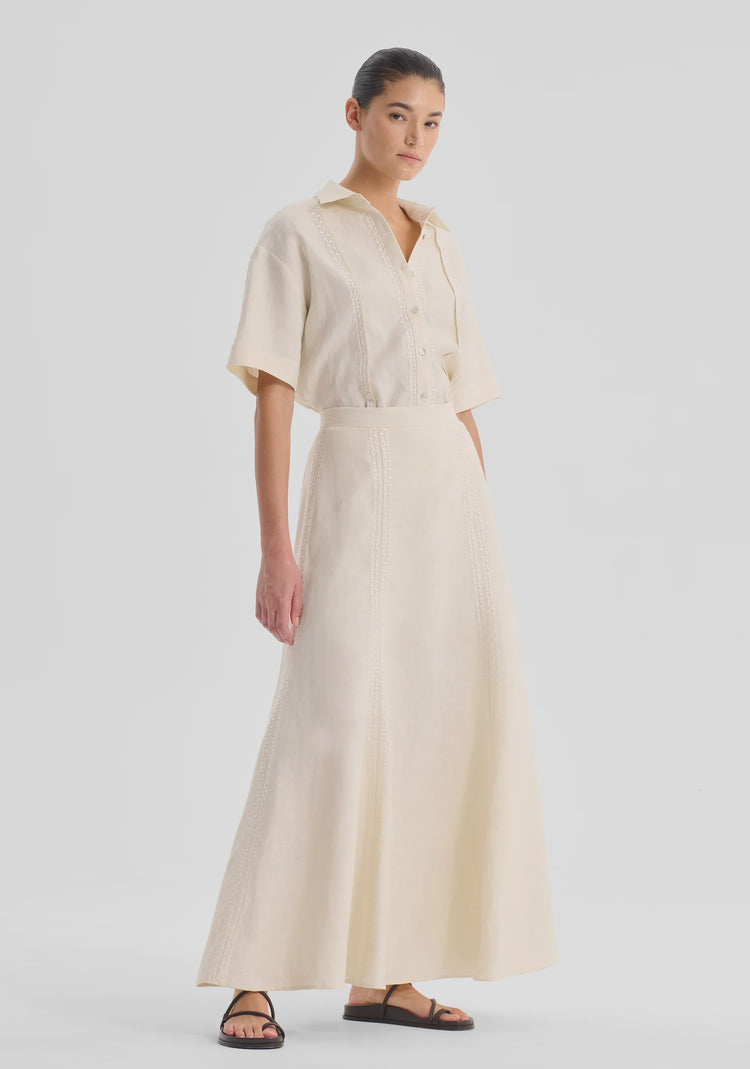 MORRISON - MAISEY LINEN SKIRT - Ecru