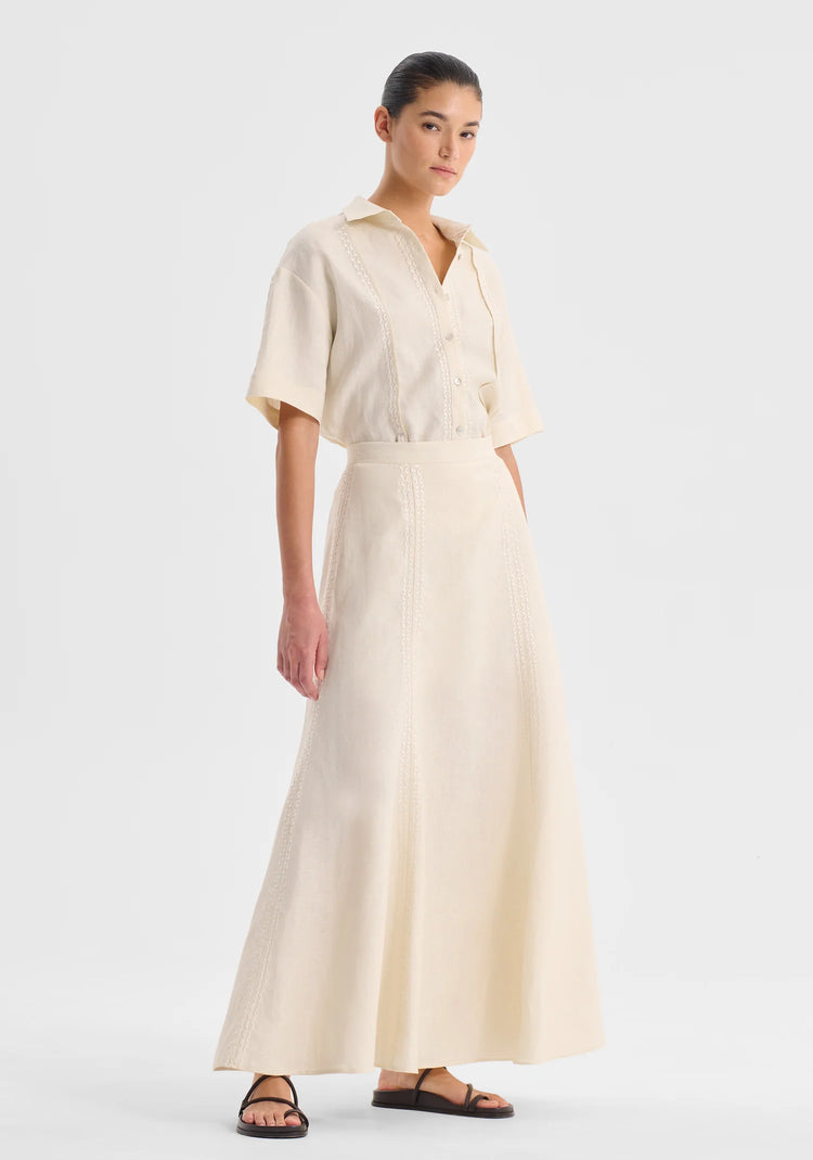 MORRISON - MAISEY LINEN SKIRT - Ecru