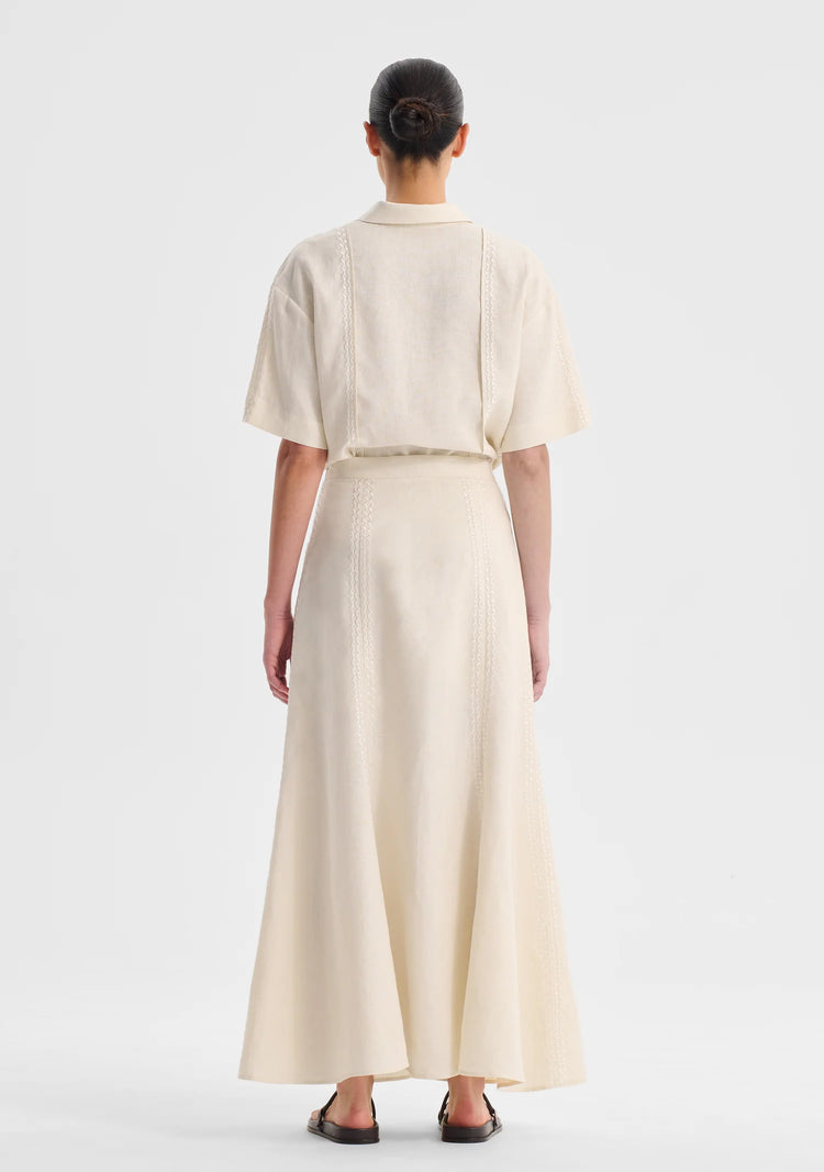 MORRISON - MAISEY LINEN SKIRT - Ecru