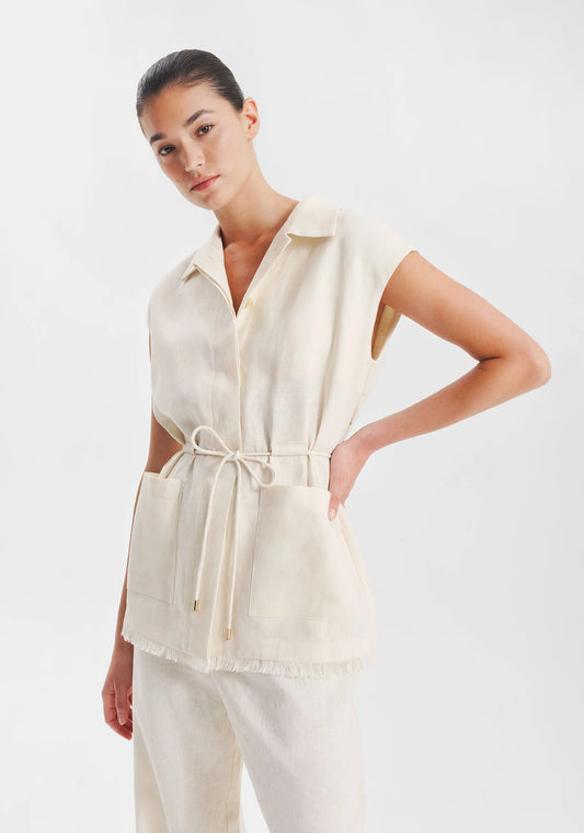 MORRISON - YASMIN LINEN VEST - Ecru