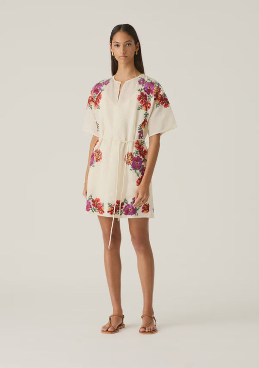 MOS - FRIDAY EMBROIDERY MINI DRESS - Ivory