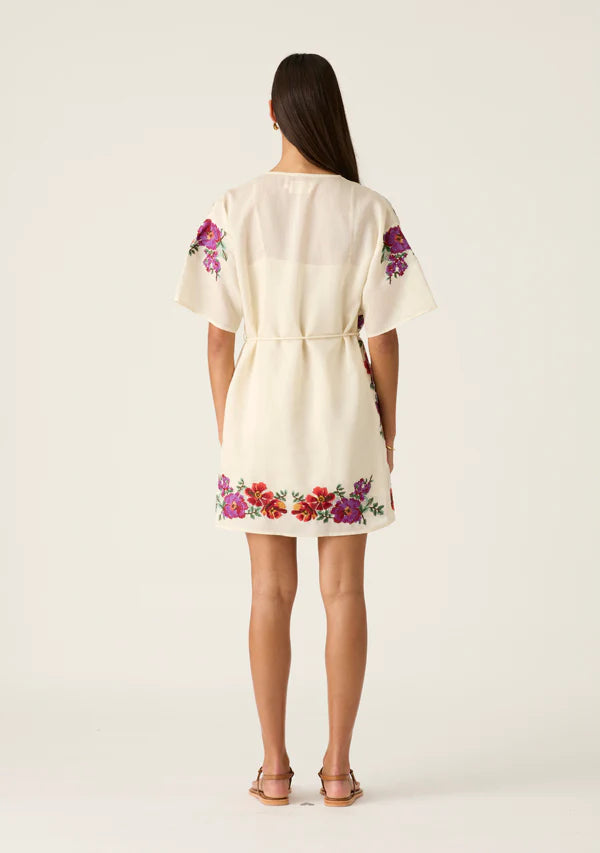 MOS - FRIDAY EMBROIDERY MINI DRESS - Ivory