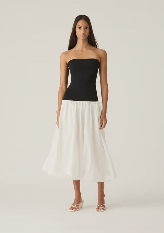 MOS - SOPHIA STRAPLESS DRESS - White/Black