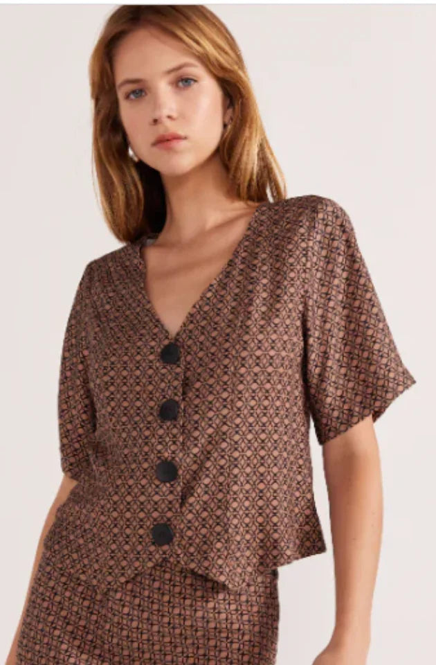 STAPLE THE LABEL - MEMOIR BUTTON FRONT TOP - Geometric