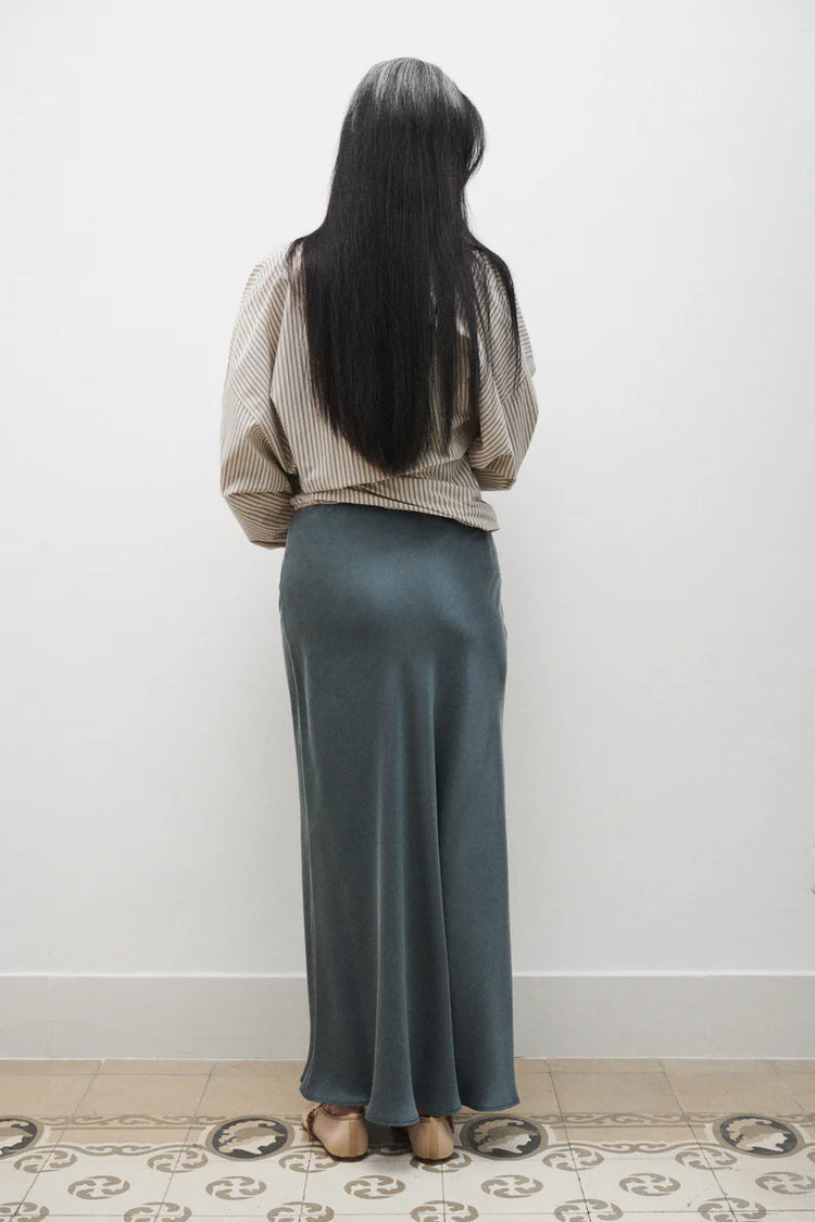 SILK LAUNDRY - LONG BIAS CUT SKIRT - Slate