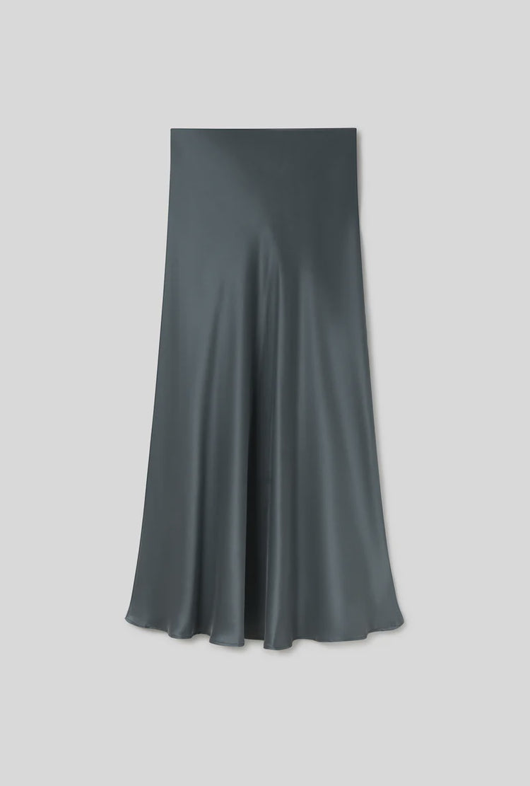 SILK LAUNDRY - LONG BIAS CUT SKIRT - Slate