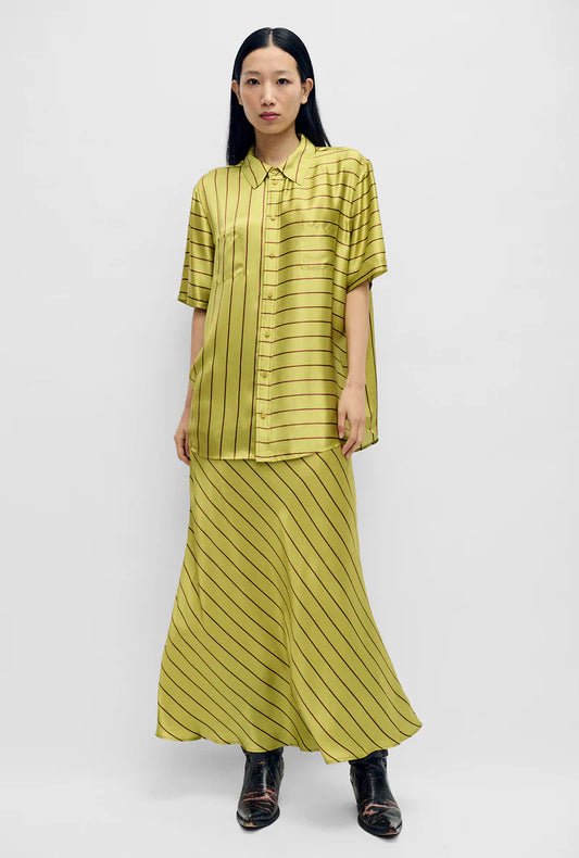 SILK LAUNDRY - SHORT SLEEVE BOYFRIEND SHIRT - Cactus Stripe