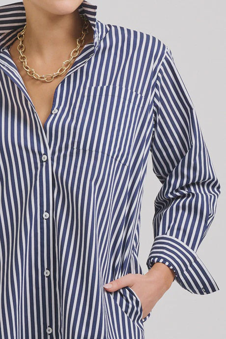 SHIRT - CLASSIC SHIRT DRESS - French Navy Stripe