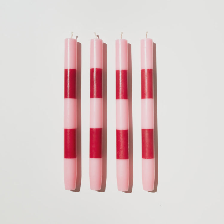 FAZEEK - Striped Candles - Pink & Maroon