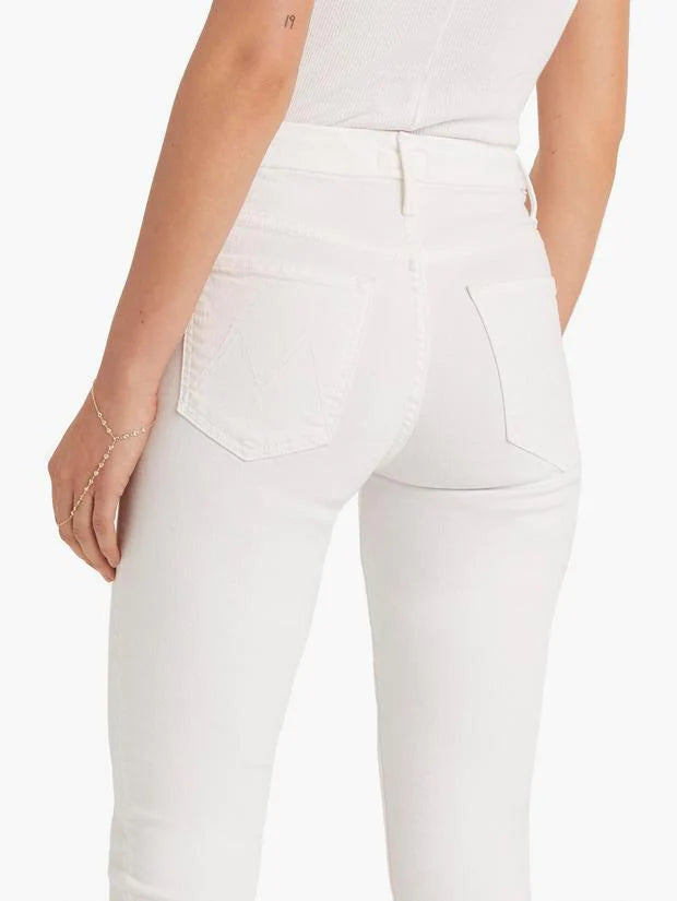MOTHER DENIM High Waisted Rider Ankle FAIREST OF THEM ALL WHITE