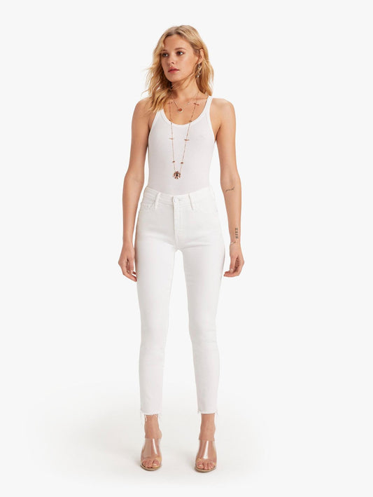 MOTHER DENIM High Waisted Rider Ankle FAIREST OF THEM ALL WHITE